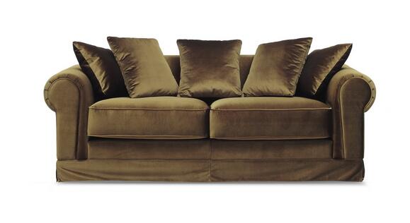 Fashion Linen Fabric 3 Seater Sofa 18 `` لردهة الفندق ، البتولا / الخشب الرقائقي 2