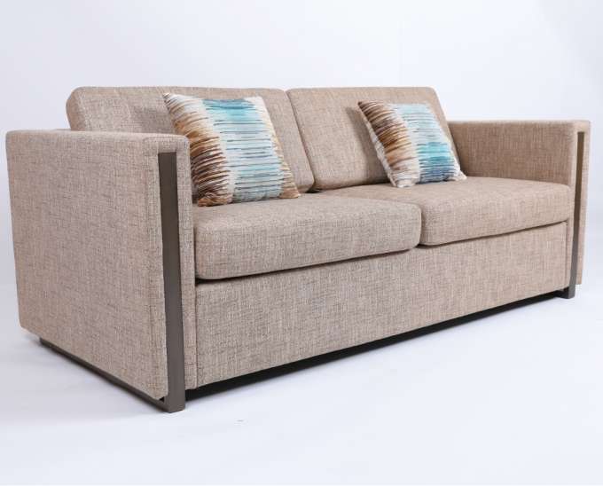 نسيج منجد ذراع خشبي فندق Queen Sofa Sleeper فاخر التصميم الحديث 0