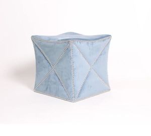 شراء مكعب البراز العثماني الحديث من Blue Velvet Upholstery Square لغرفة النوم التصنيع عبر الإنترنت