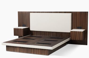 شراء King Size Dark Zebra Wood القشرة أثاث غرفة نوم فندق فاخر مع اللوح الأمامي المنجد التصنيع عبر الإنترنت