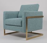 85cm Height Blue Fabric Armchair With Gold Stainless Steel