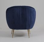 Modern Blue 88CM Velvet Fabric Armchair With Stainless Steel Legs