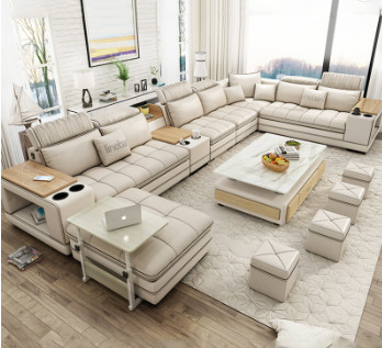 شراء Sectionals النسيج 7 مقاعد غرفة المعيشة أريكة متعددة الوظائف التصنيع عبر الإنترنت