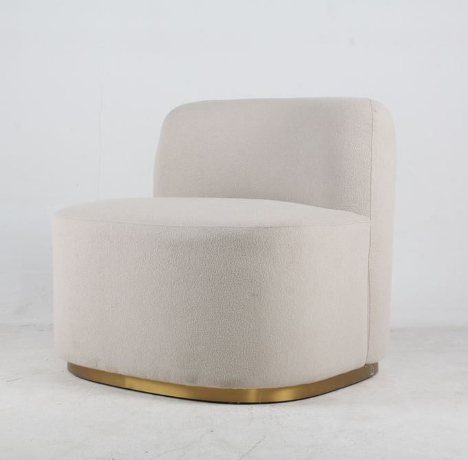 غرفة المعيشة قماش أبيض Boucle Accent Leisure Chair Modern Style 2