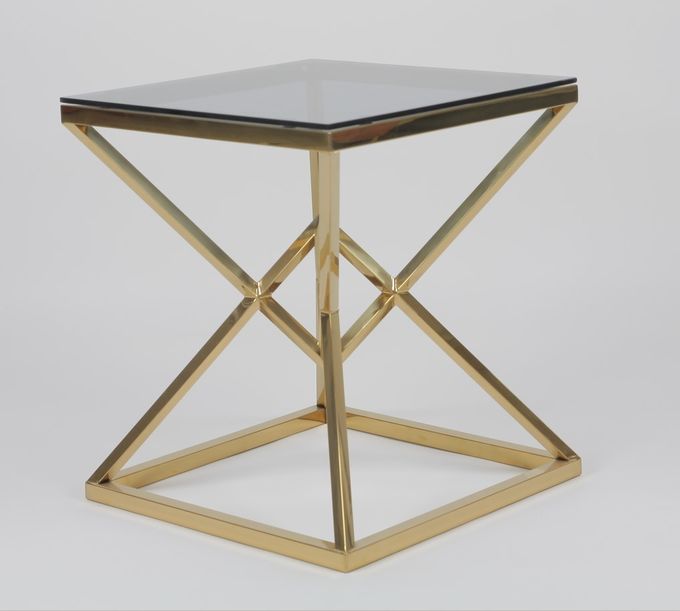 50x50cm الحديثة 0.47cbm الفولاذ المقاوم للصدأ وطاولة قهوة زجاجية 3