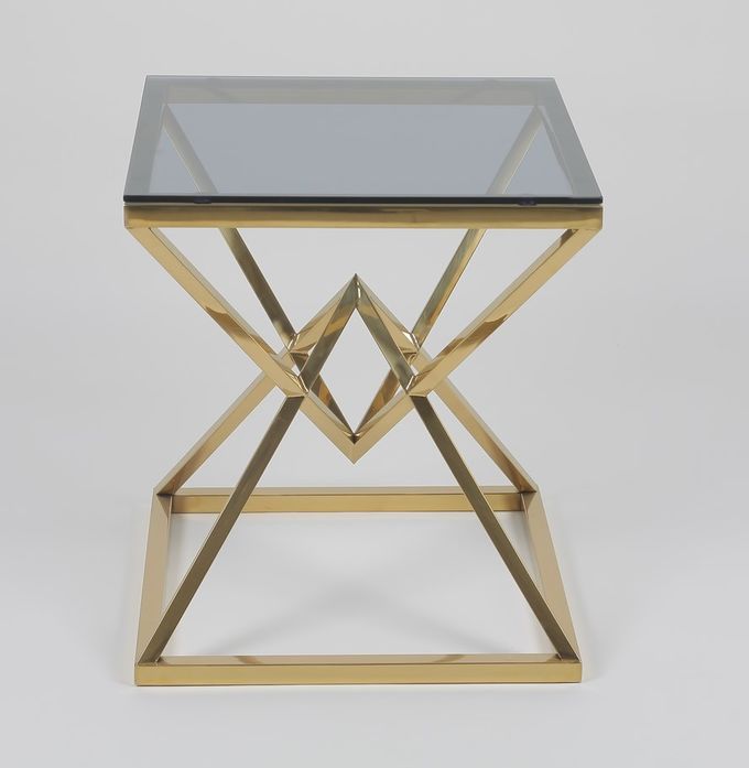 50x50cm الحديثة 0.47cbm الفولاذ المقاوم للصدأ وطاولة قهوة زجاجية 2