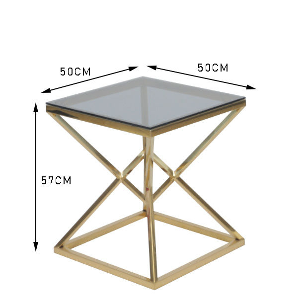 50x50cm الحديثة 0.47cbm الفولاذ المقاوم للصدأ وطاولة قهوة زجاجية 1